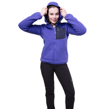 Load image into Gallery viewer, Mountain Equipment Women&#39;s Highpile Hooded Full Zip Fleece (Clematis/Cosmos)
