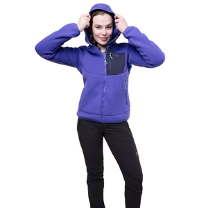 Mountain Equipment Women's Highpile Hooded Full Zip Fleece (Clematis/Cosmos)