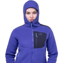 Load image into Gallery viewer, Mountain Equipment Women&#39;s Highpile Hooded Full Zip Fleece (Clematis/Cosmos)
