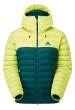 Load image into Gallery viewer, Mountain Equipment Women&#39;s Superflux Hooded Insulated Jacket (D Teal/Fresh Green)
