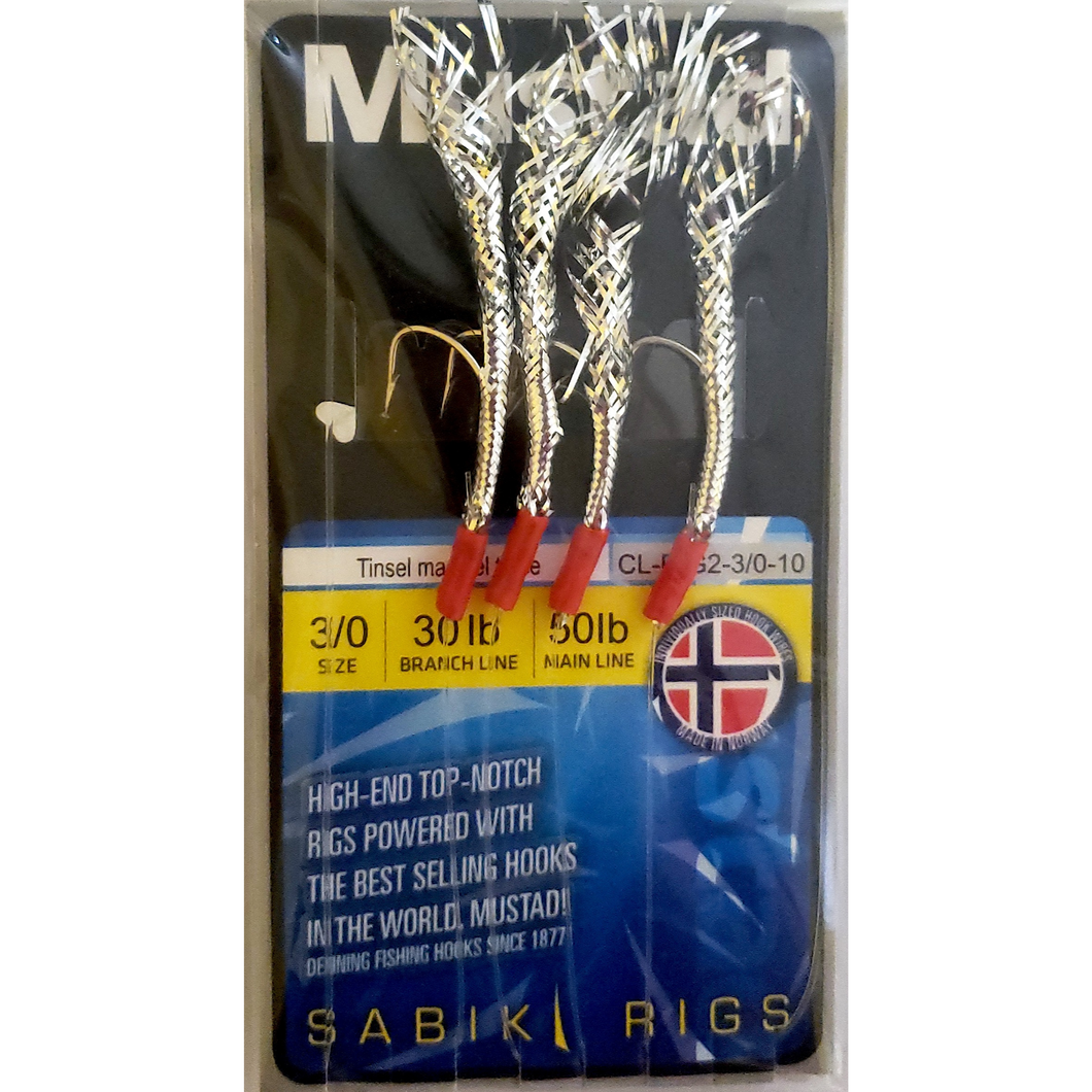 Mustad Sabiki 4 Hook Rig (Size 3/0)(Tinsel Mackerel)