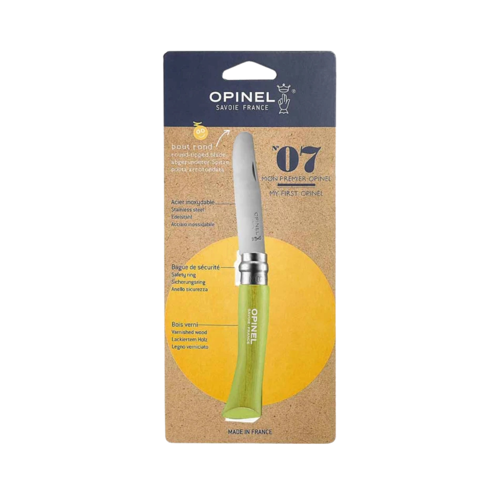 My First Opinel Kids #7 Stainless Steel Round Ended Knife (Apple)