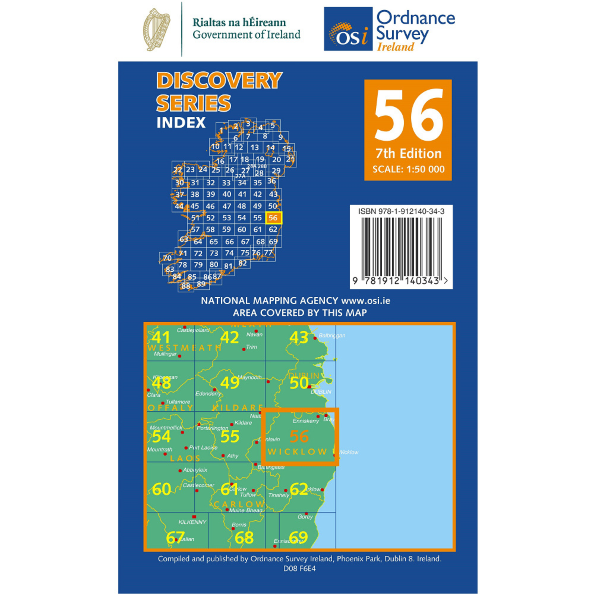 OSI Discovery Map 56 Laminated Part of Dublin, Kildare & Wicklow 1:50,000 OSI56LF