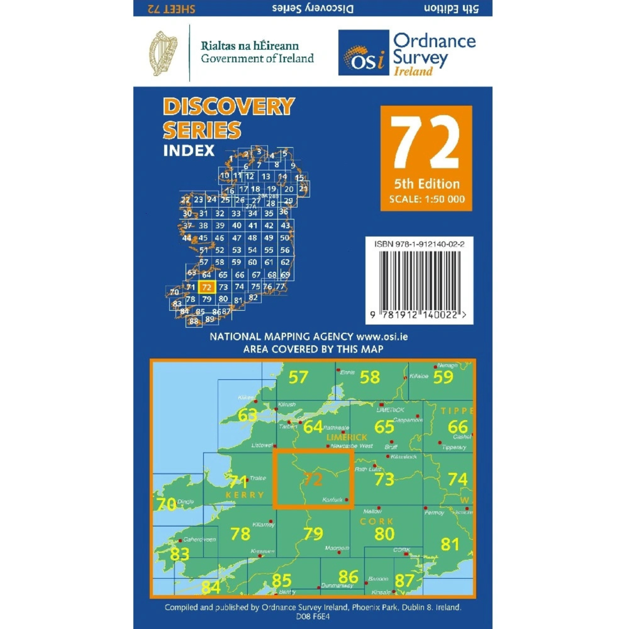 OSI Discovery Map 72 Part of Cork, Kerry &  Limerick 1:50,000 OSI72