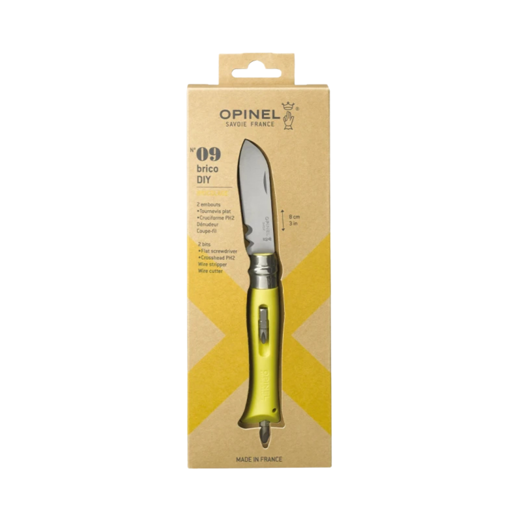 Opinel #9 DIY Stainless Steel Folding Tool Knife (Yellow)