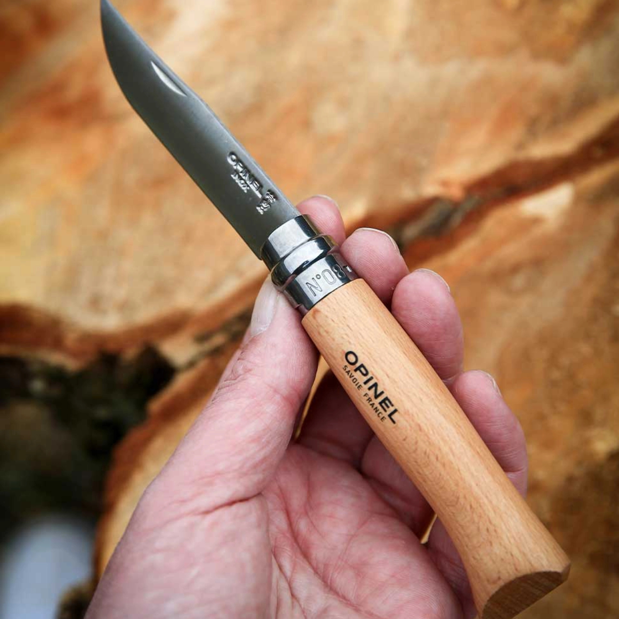Opinel #8 Stainless Steel Folding Pocket Knife (Blister Packed)