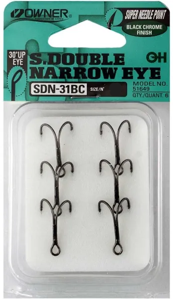 Owner Salmon Fly Narrow Eye Double Hook (Size 8)(6 Pack)