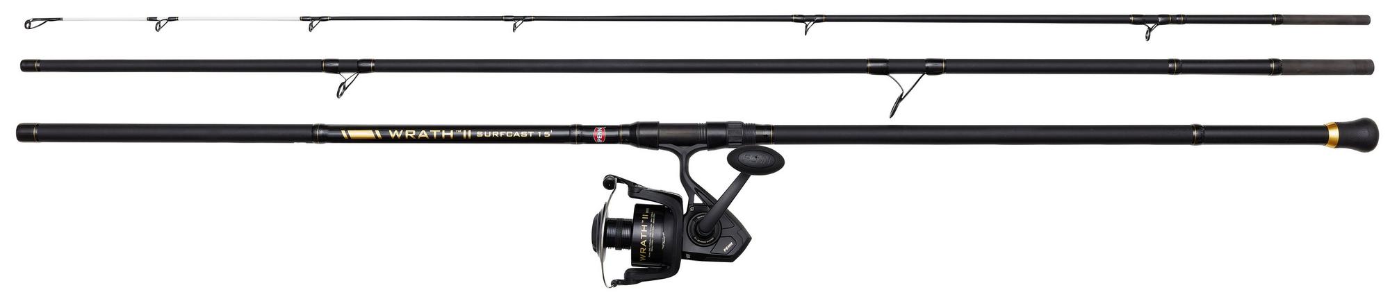 Penn 13ft/3.9m Wrath II Surfcast 3 Section Beachcaster Rod (250g)