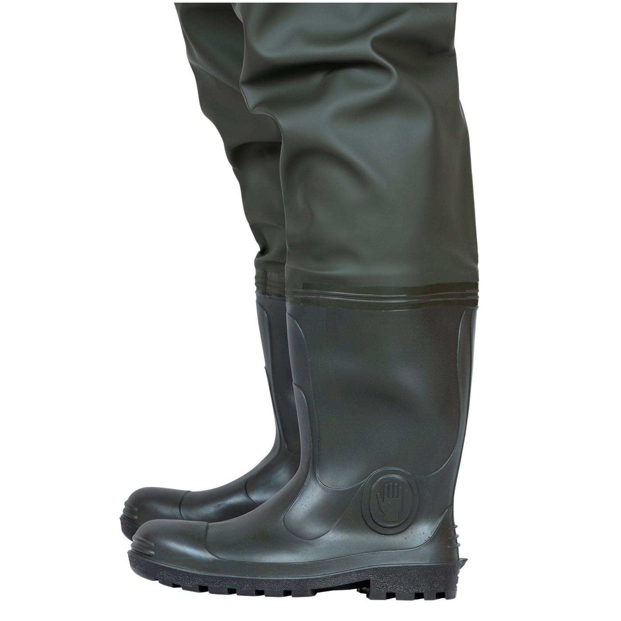 Pros Unisex PVC/Polyester Bootfoot Thigh Waders (Olive Green)