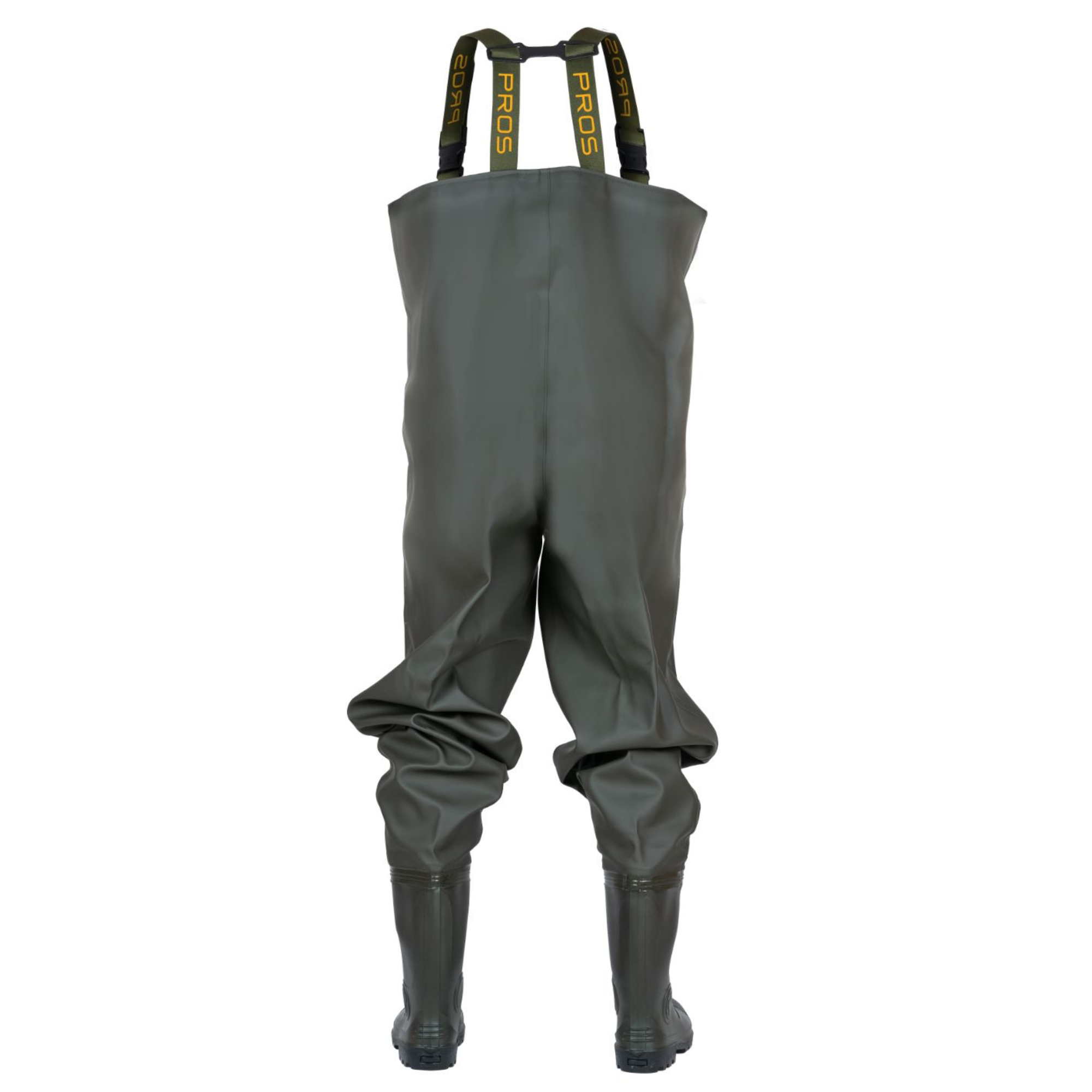 Pros Unisex PVC/Polyester Bootfoot Cleated Chest Waders (Olive Green)