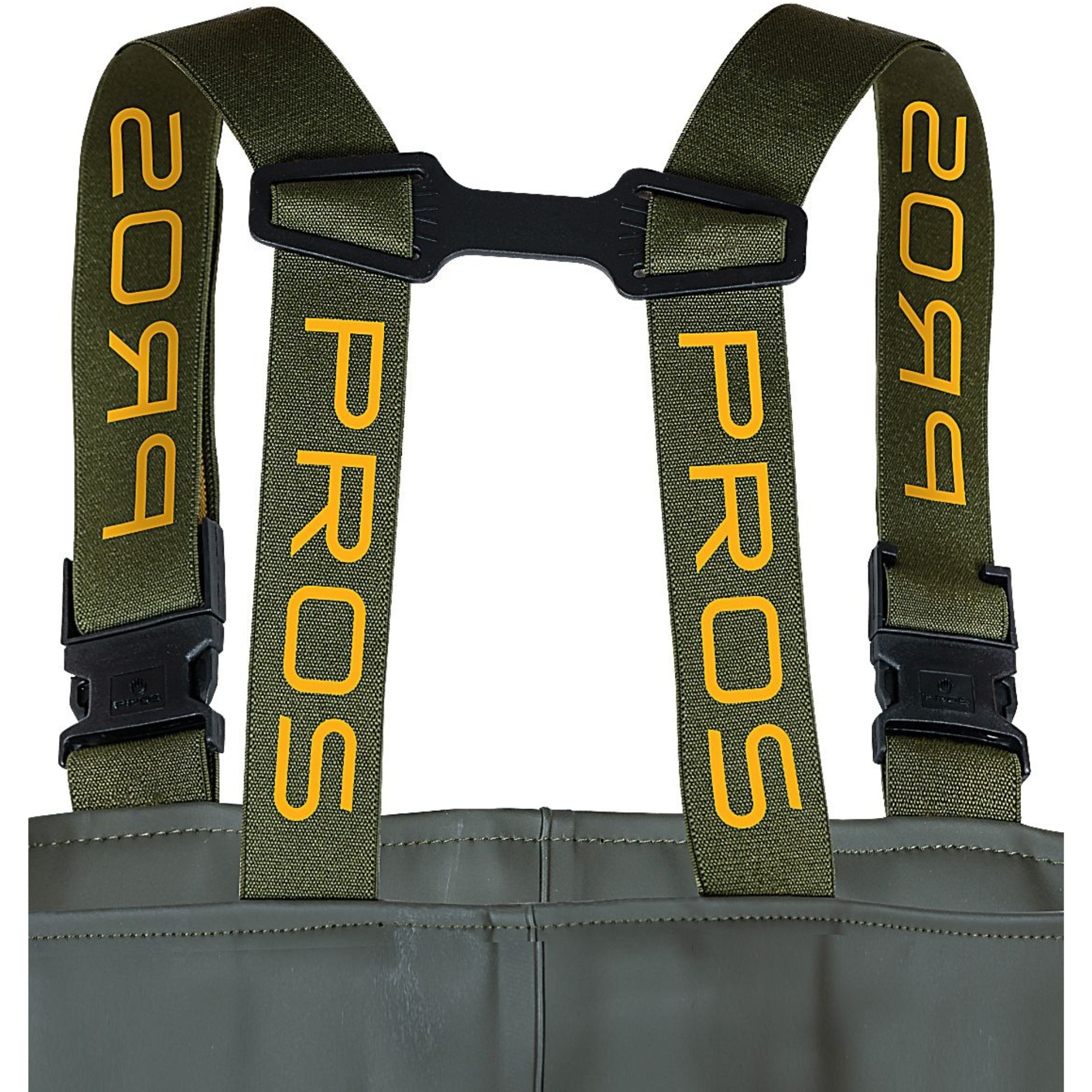 Pros Unisex PVC/Polyester Bootfoot Cleated Chest Waders (Olive Green)