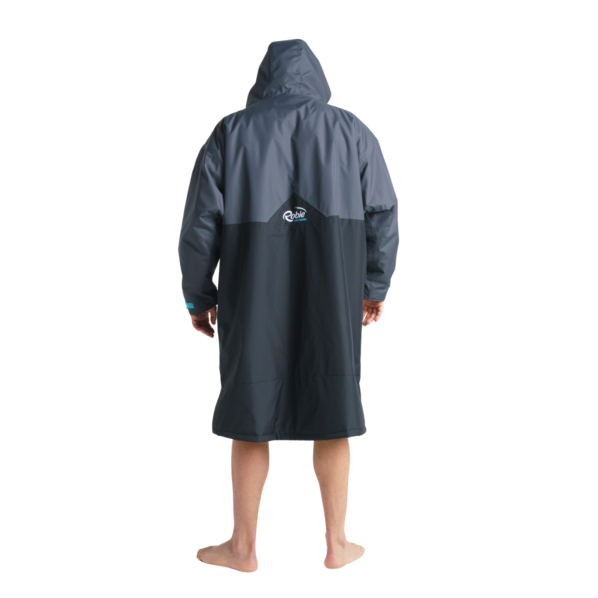 Robie Unisex Dry Series Recycled Long Sleeve Hardshell Changing Robe (Black/Charcoal/Blue Atoll)