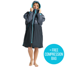 Load image into Gallery viewer, Robie Unisex Dry Series Recycled Long Sleeve Changing Robe (Black/Charcoal/Blue Atoll)
