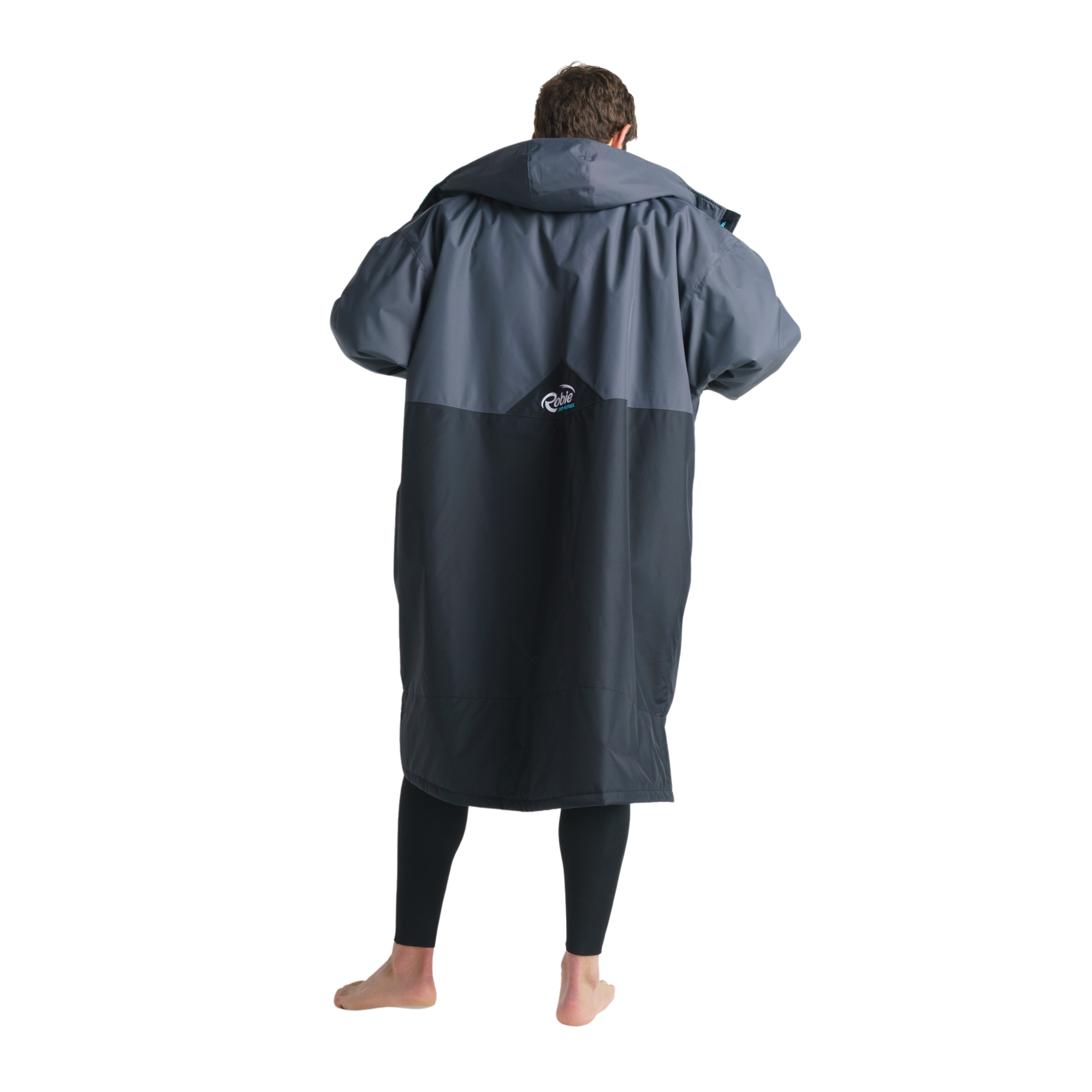 Robie Unisex Dry Series Recycled Long Sleeve Hardshell Changing Robe (Black/Charcoal/Blue Atoll)