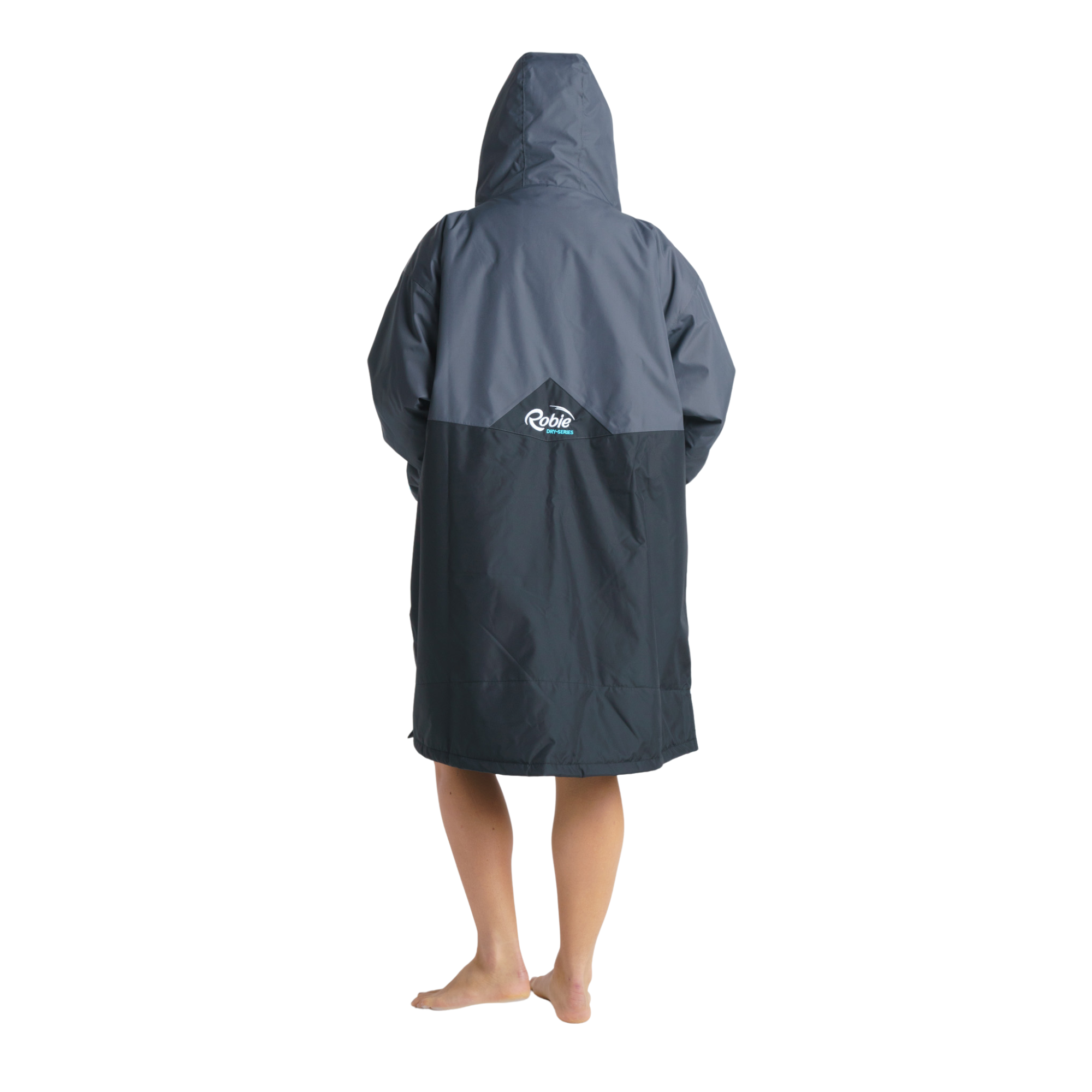 Robie Unisex Dry Series Recycled Long Sleeve Hardshell Changing Robe (Black/Charcoal/Blue Atoll)