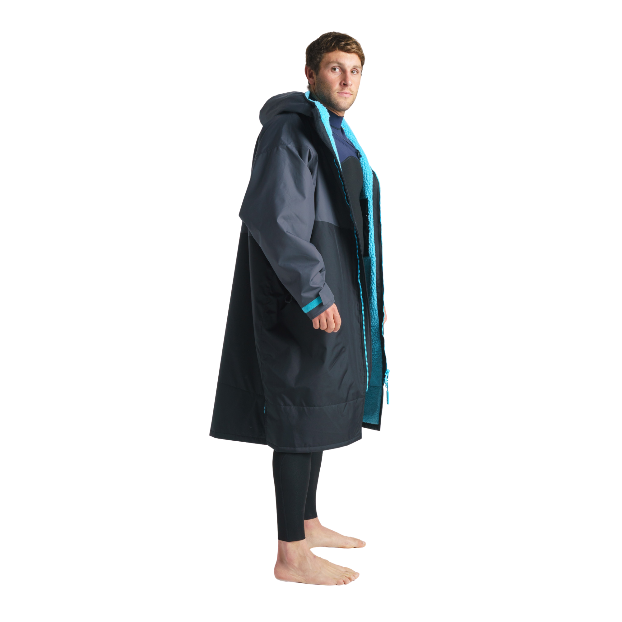Robie Unisex Dry Series Recycled Long Sleeve Hardshell Changing Robe (Black/Charcoal/Blue Atoll)