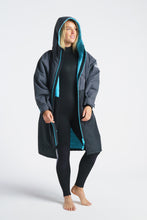Load image into Gallery viewer, Robie Dry Series Recycled Long Sleeve Unisex Changing Robe (Black/Charcoal/Blue Atoll)
