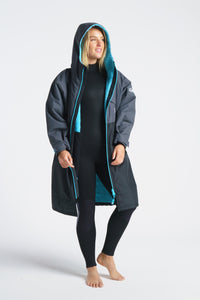 Robie Dry Series Recycled Long Sleeve Unisex Changing Robe (Black/Charcoal/Blue Atoll)