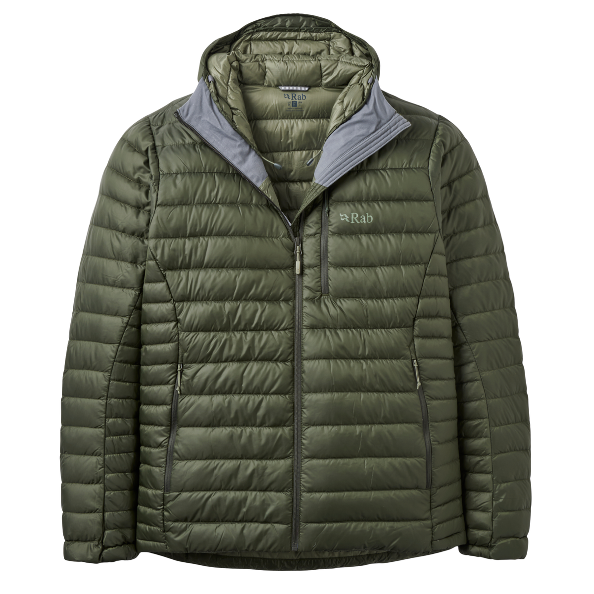 Rab Men's Microlight Alpine Hooded Down Insulated Jacket Army ARM QDB-92