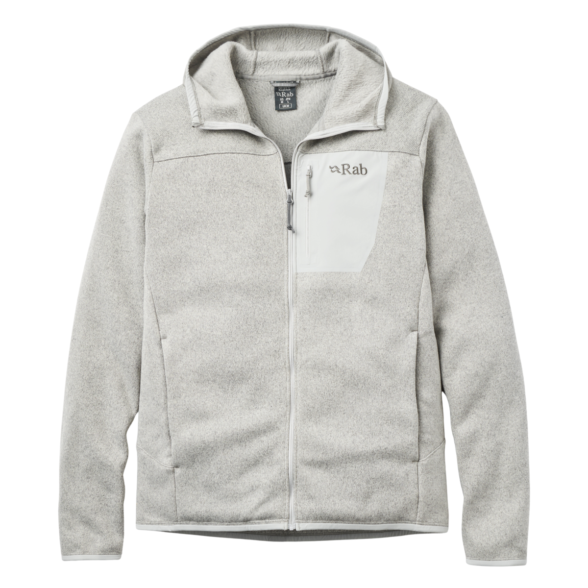 Rab Men's Ryvoan Hooded Hoody Hoodie Full Zip Fleece Light Zinc LZN QFG-78