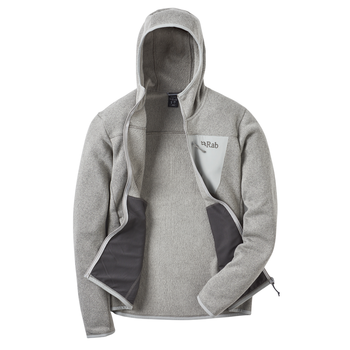 Rab Men's Ryvoan Hooded Hoody Hoodie Full Zip Fleece Light Zinc LZN QFG-78