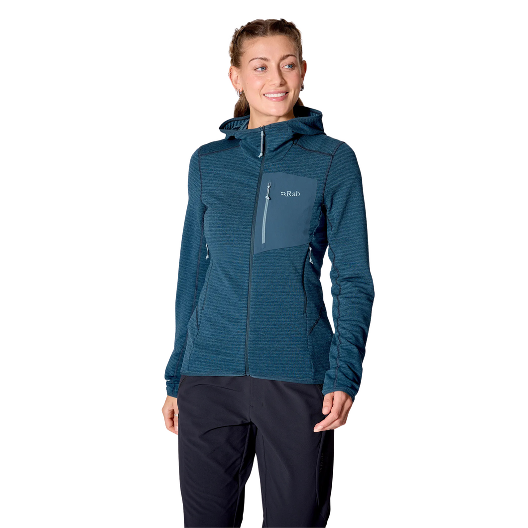Rab Women's Ascendor Light Hooded Half Zip Fleece Top (Tempest Blue)