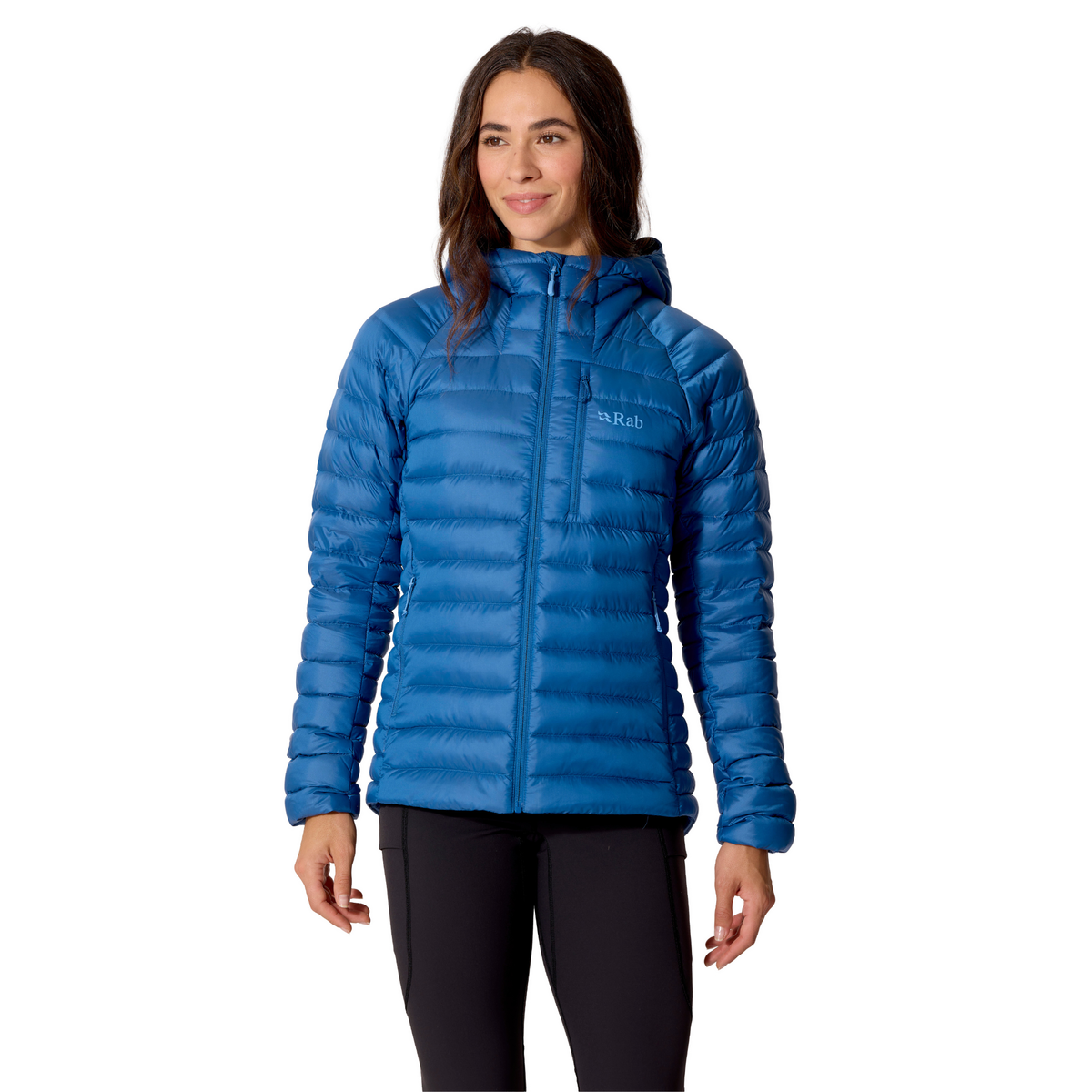 Rab Women's Microlight Alpine Hooded Down Insulated Jacket Dark Bluebird DBL QDB-93