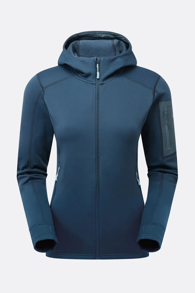 Rab Women's Modulus Full Zip Hooded Fleece (Tempest Blue)