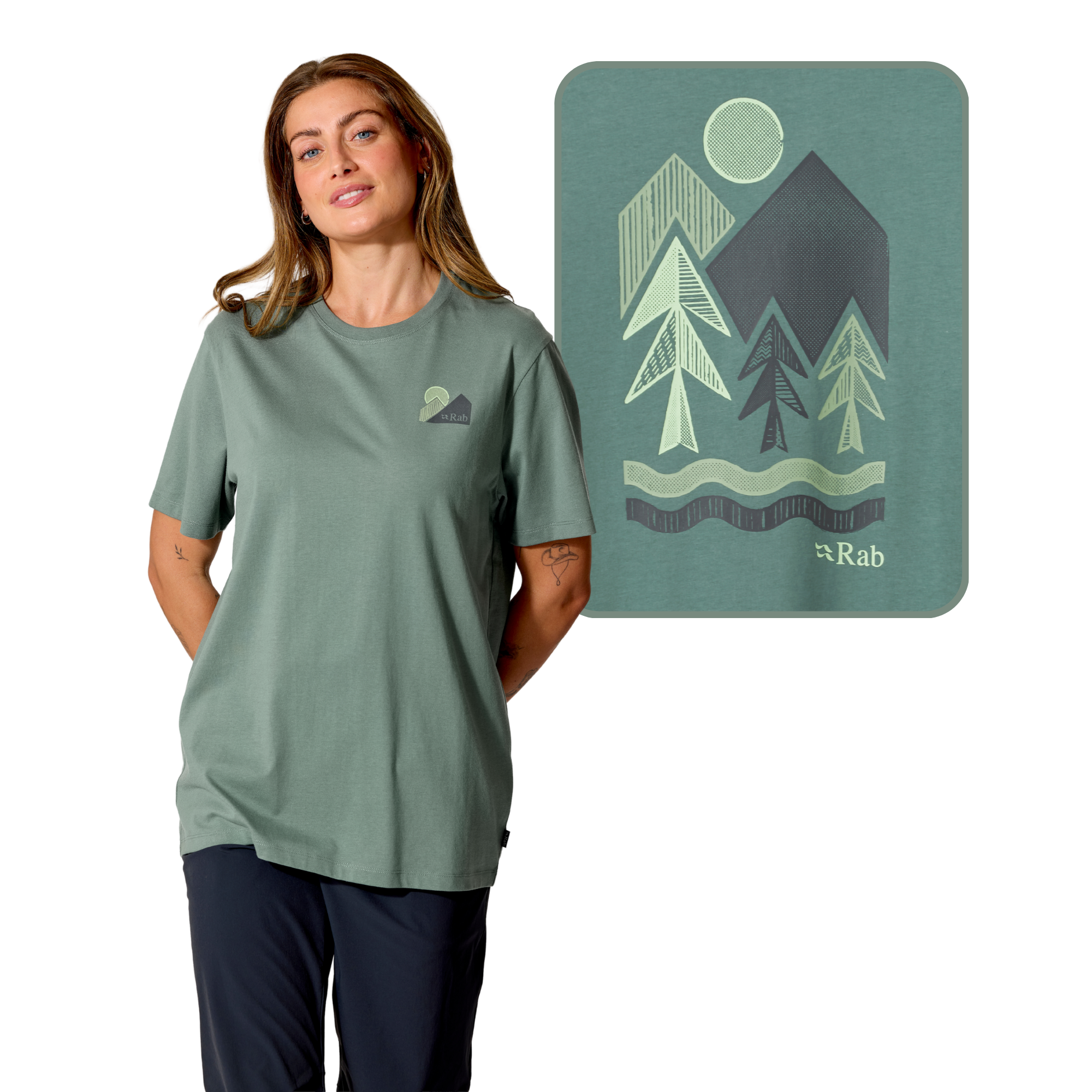 Rab Women's Stance Vista Organic Cotton Short Sleeve Tee (Sage)