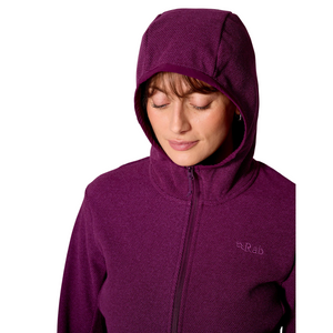 Rab Women's Stavel Hooded Full Zip Fleece (Mulberry)