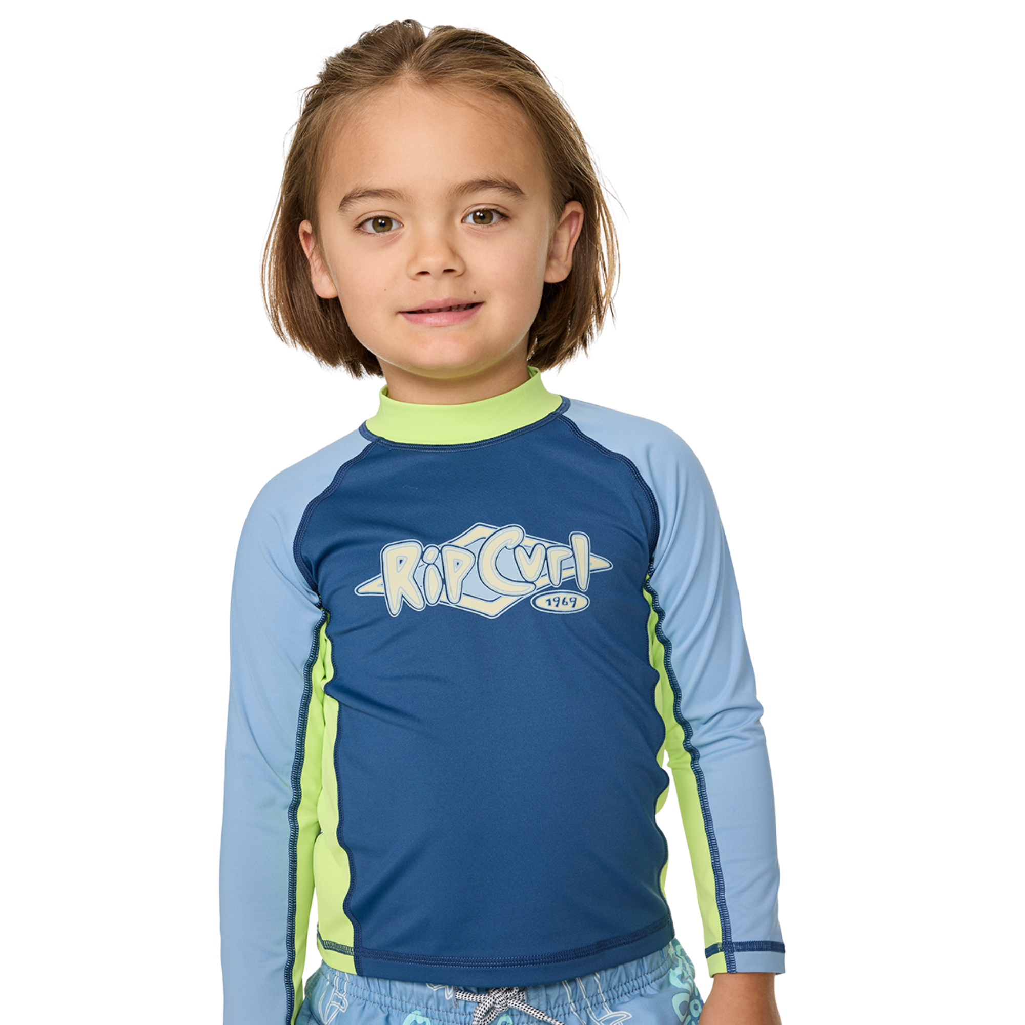 Rip Curl Kids Ride The Wave UPF50 Long Sleeve Rash Vest (Light Navy)(Ages 1-8)