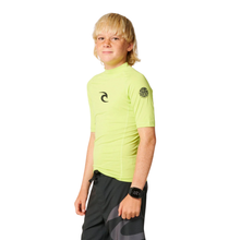 Load image into Gallery viewer, Rip Curl Junior Waves UPF50 Short Sleeve Rash Vest (Lime)(Sizes UK8-16)
