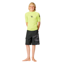 Load image into Gallery viewer, Rip Curl Junior Waves UPF50 Short Sleeve Rash Vest (Lime)(Sizes UK8-16)
