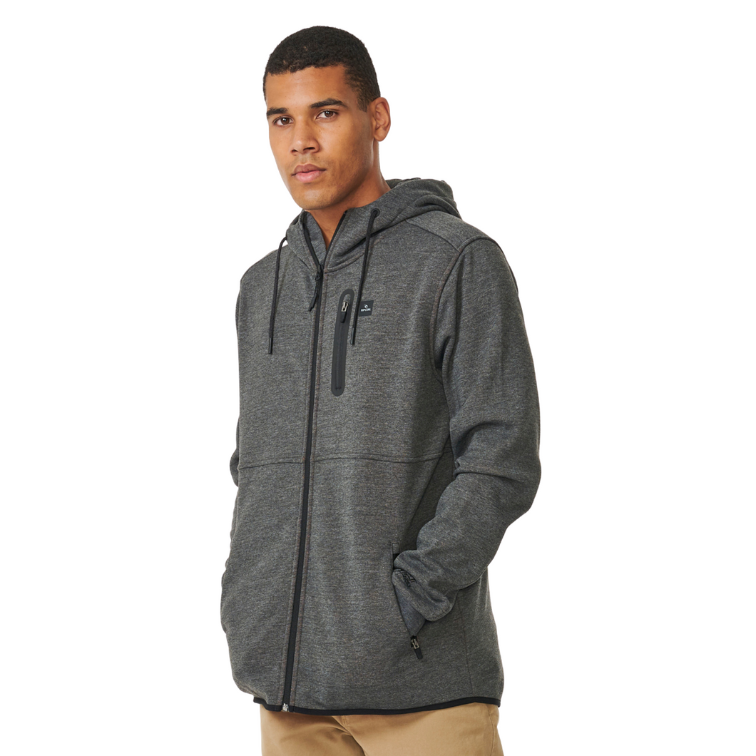 Rip Curl Men's Anti Series Departed Hooded Full Zip Fleece (Charcoal Marle)