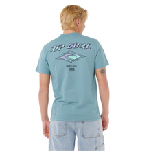 Load image into Gallery viewer, Rip Curl Men&#39;s Fade Out Icon Short Sleeve Tee (Storm Blue)
