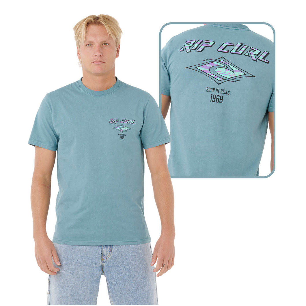 Rip Curl Men's Fade Out Icon Short Sleeve Tee (Storm Blue)