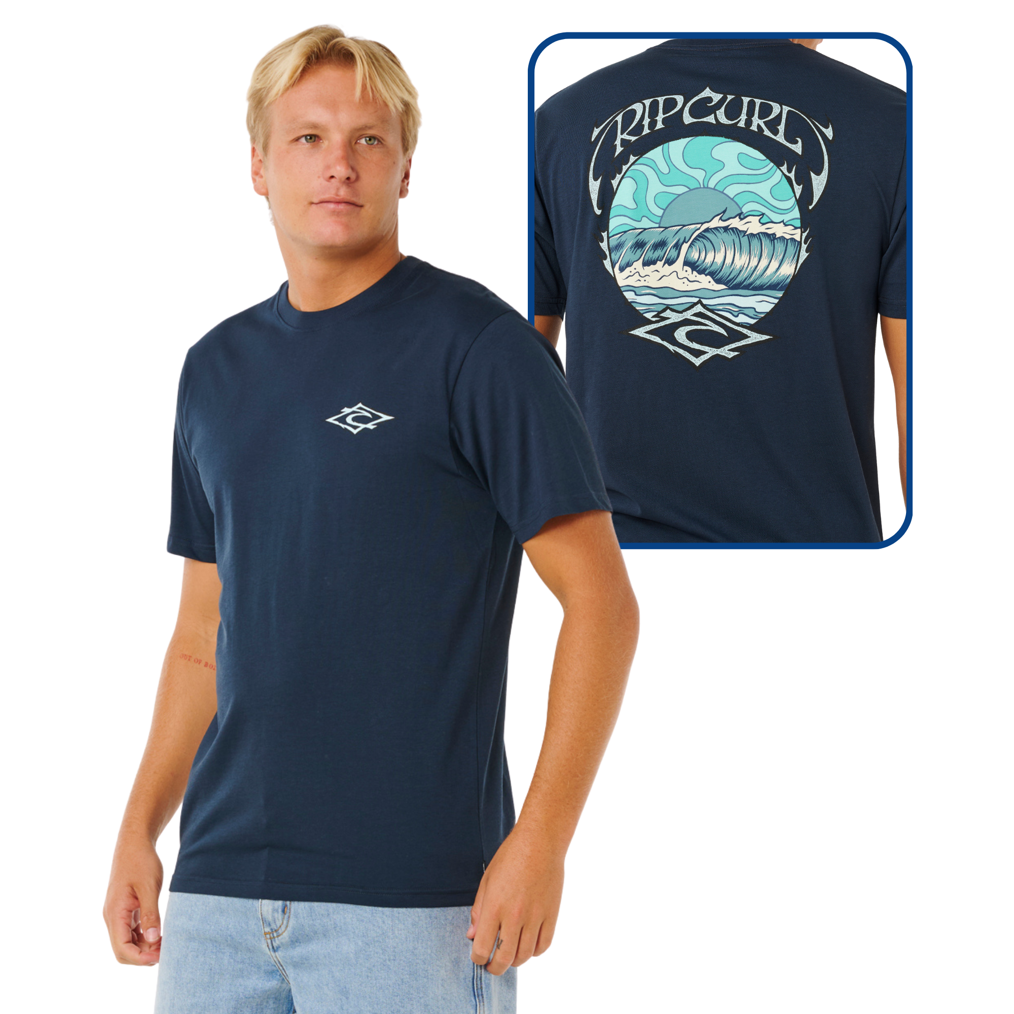 Rip Curl Men's Hazey Days Short Sleeve Tee (Dark Navy)