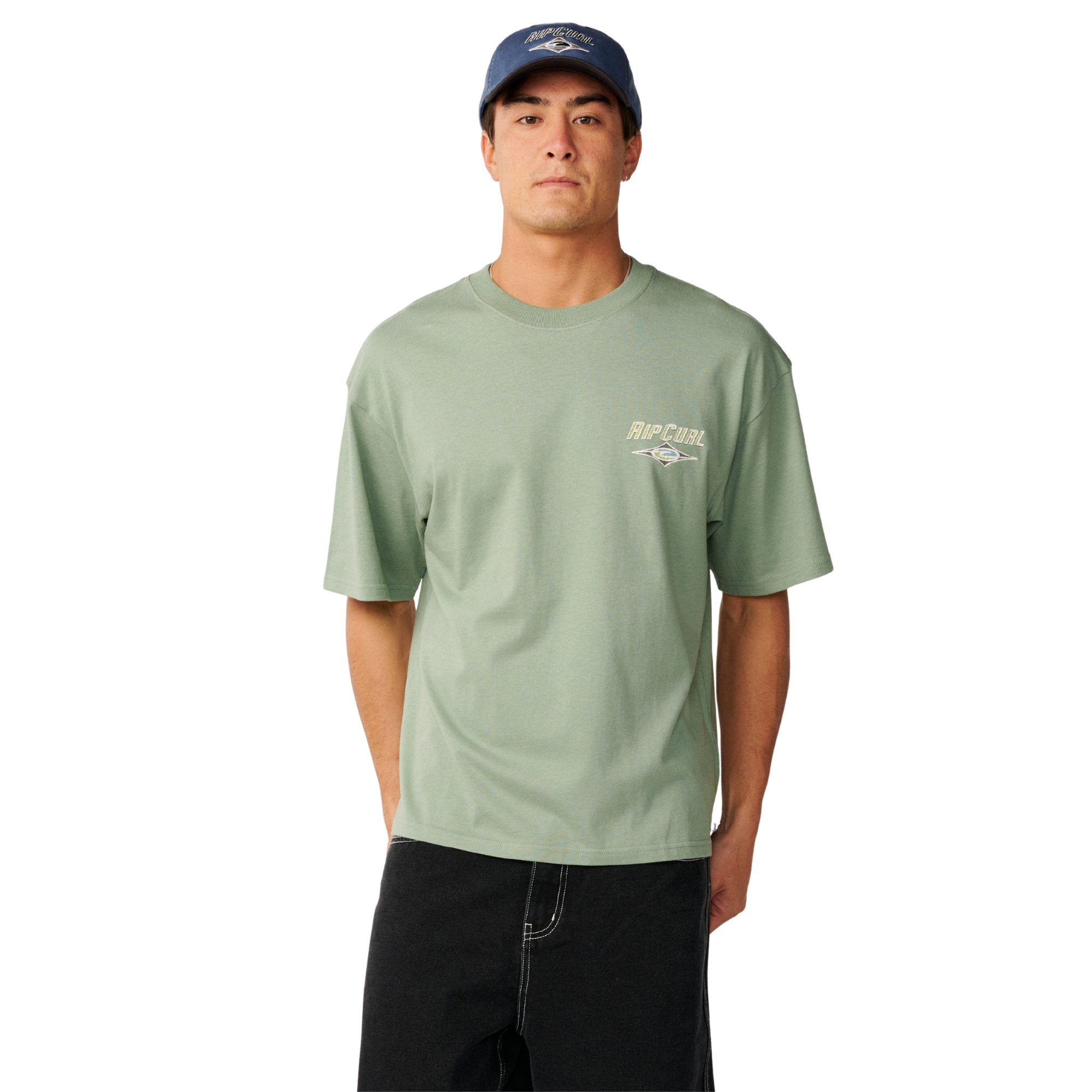 Rip Curl Men's Heritage Icon Short Sleeve Cotton Tee Sage 3396 12FMTE