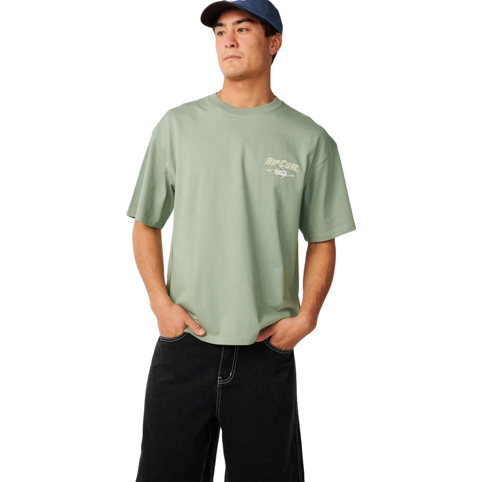 Rip Curl Men's Heritage Icon Short Sleeve Cotton Tee Sage 3396 12FMTE