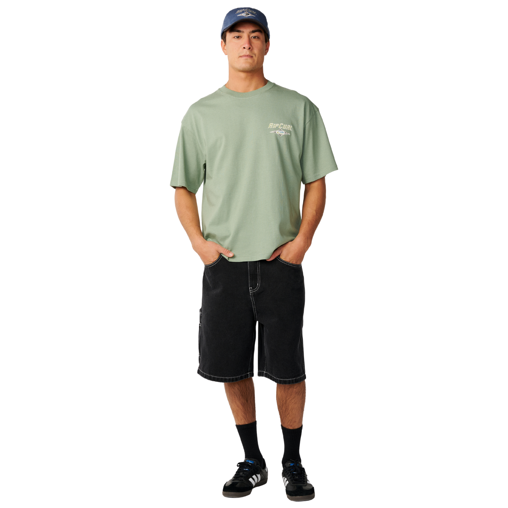 Rip Curl Men's Heritage Icon Short Sleeve Cotton Tee Sage 3396 12FMTE