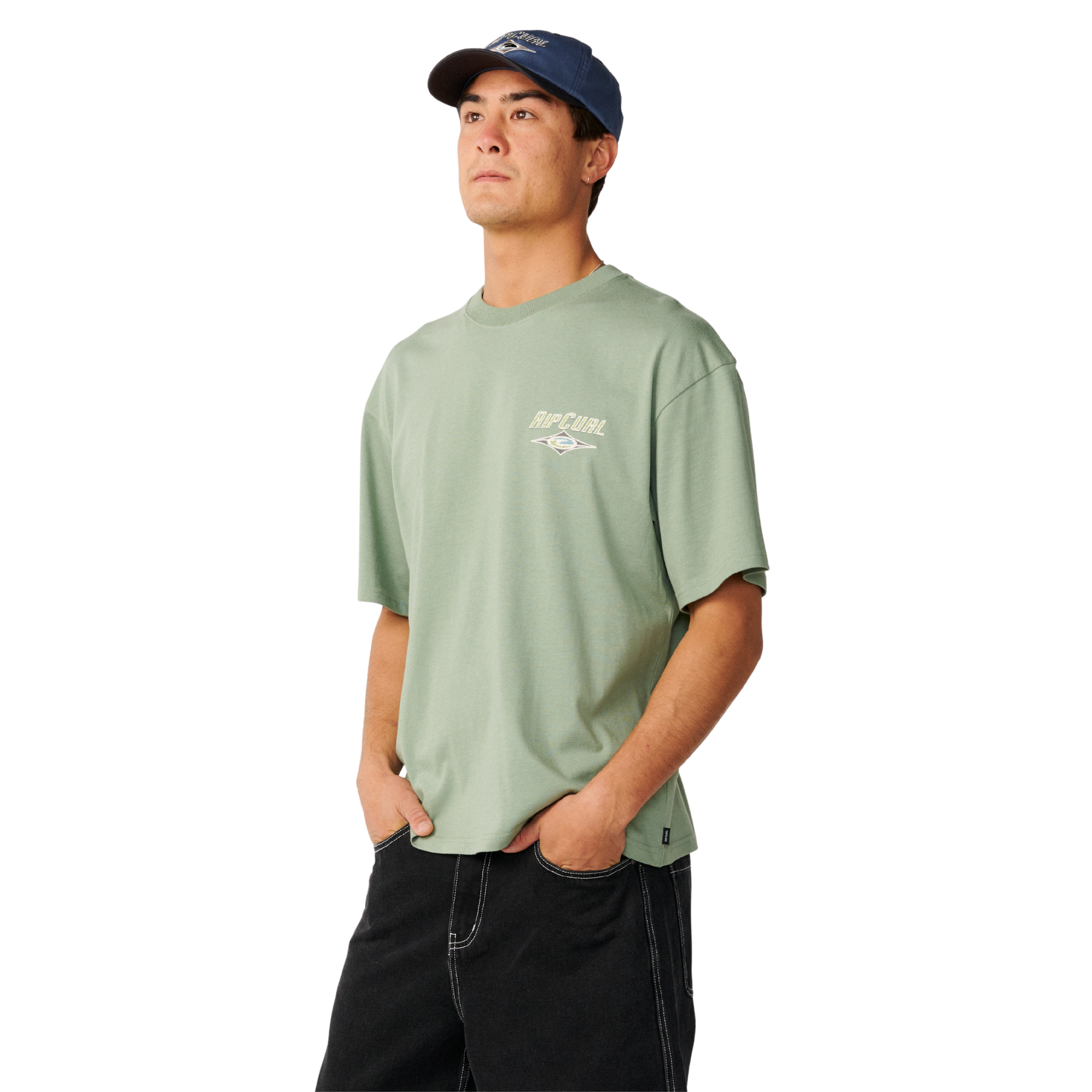 Rip Curl Men's Heritage Icon Short Sleeve Cotton Tee Sage 3396 12FMTE