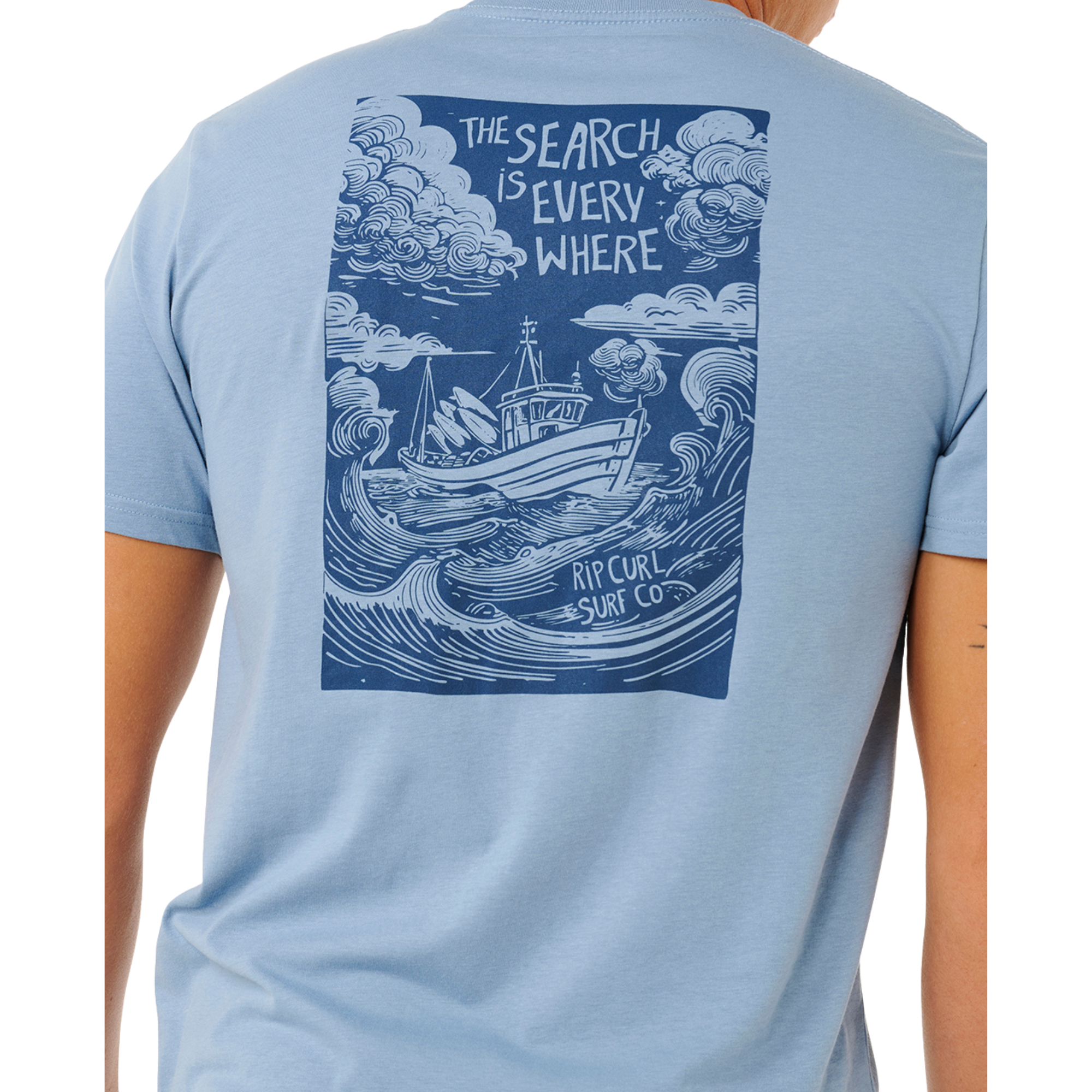 Rip Curl Men's Keep On Trucking Short Sleeve Tee (Faded Denim)