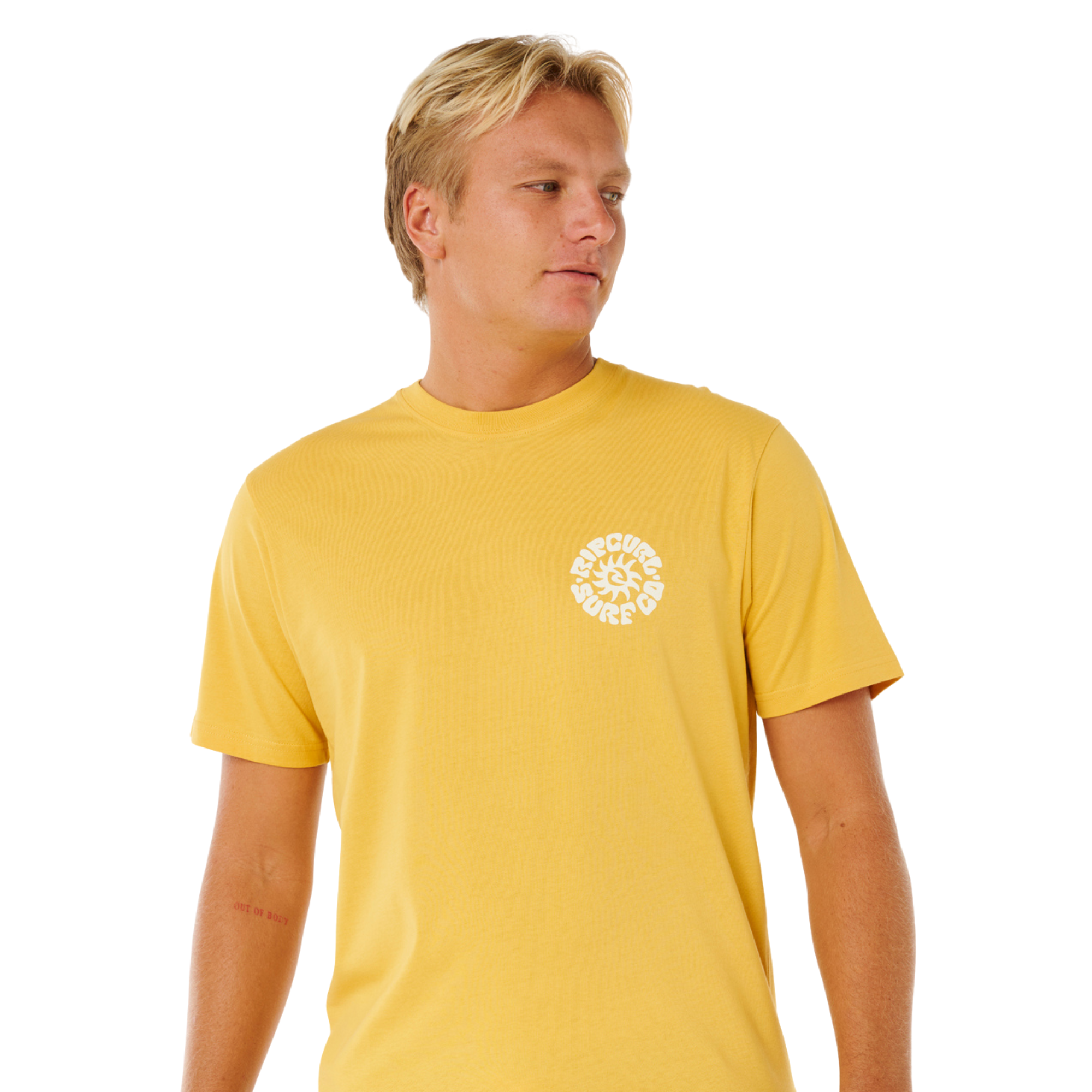 Rip Curl Men's Pacific Rinse Circle Short Sleeve Tee (Ochre)