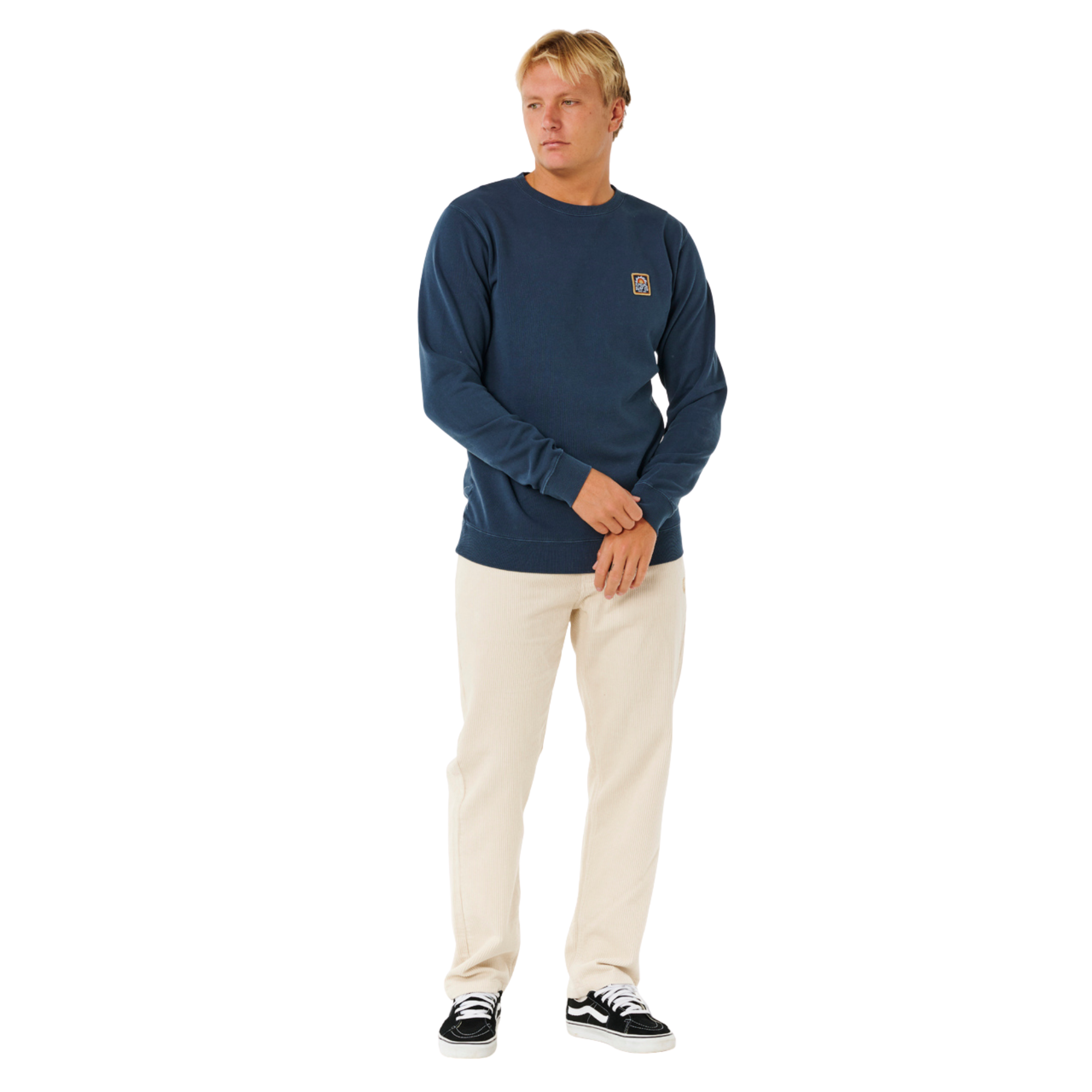 Rip Curl Men's Pacific Rinse Patch Crew Neck Sweatshirt (Dark Navy)