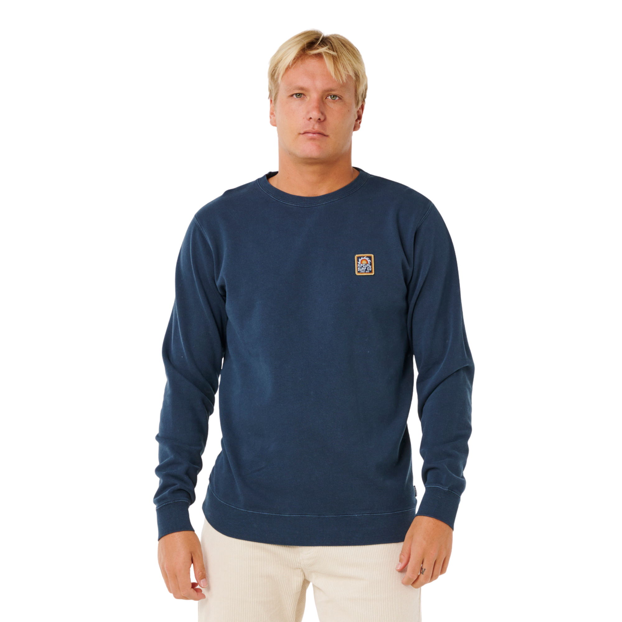Rip Curl Men's Pacific Rinse Patch Crew Neck Sweatshirt (Dark Navy)