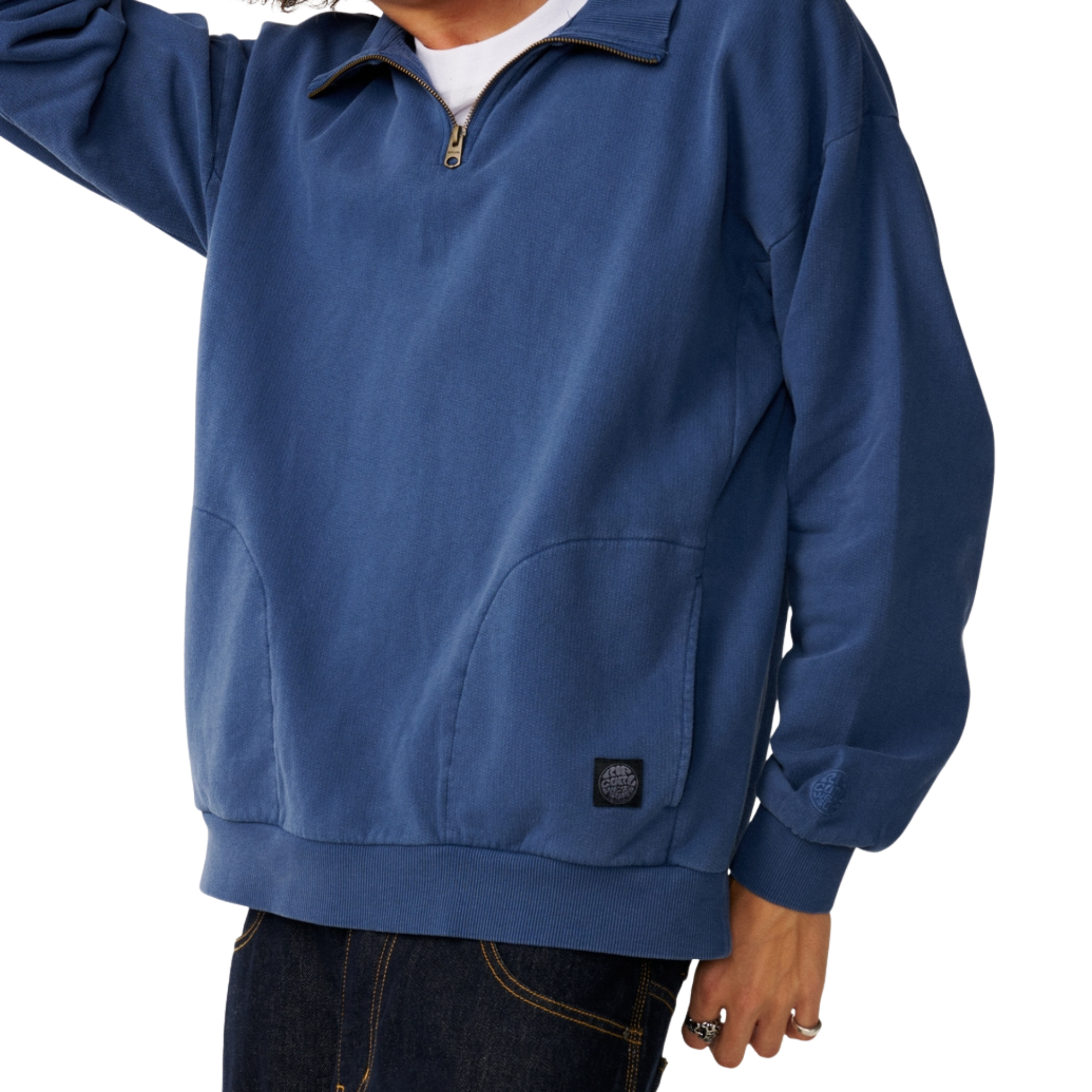 Rip Curl Men's Premium Surf Quarter Zip Crew Fleece Light Navy 2359 0AOMFL