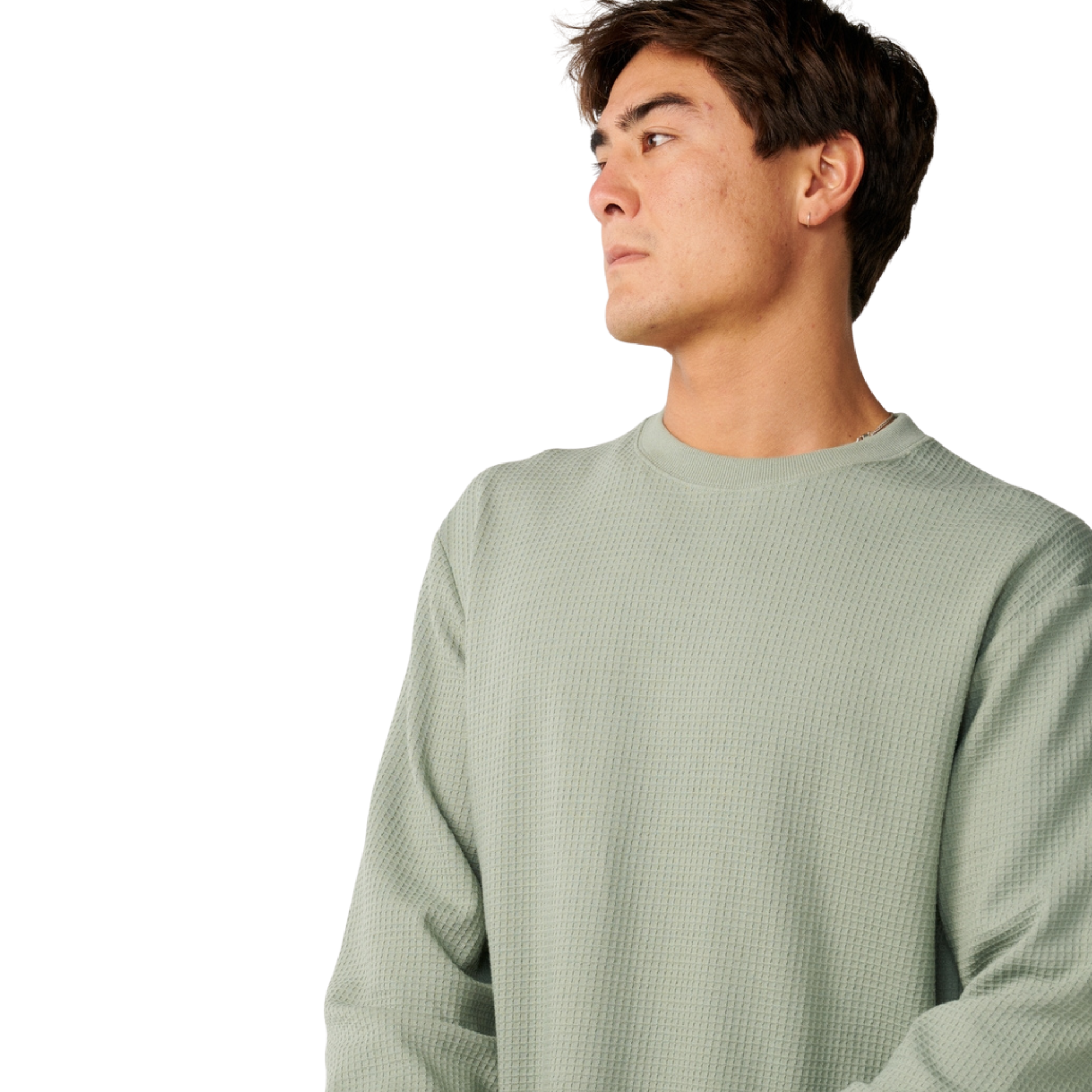 Rip Curl Men's Premium Surf Waffle Long Sleeve Tee Sweatshirt Sage 3396 13BMTE