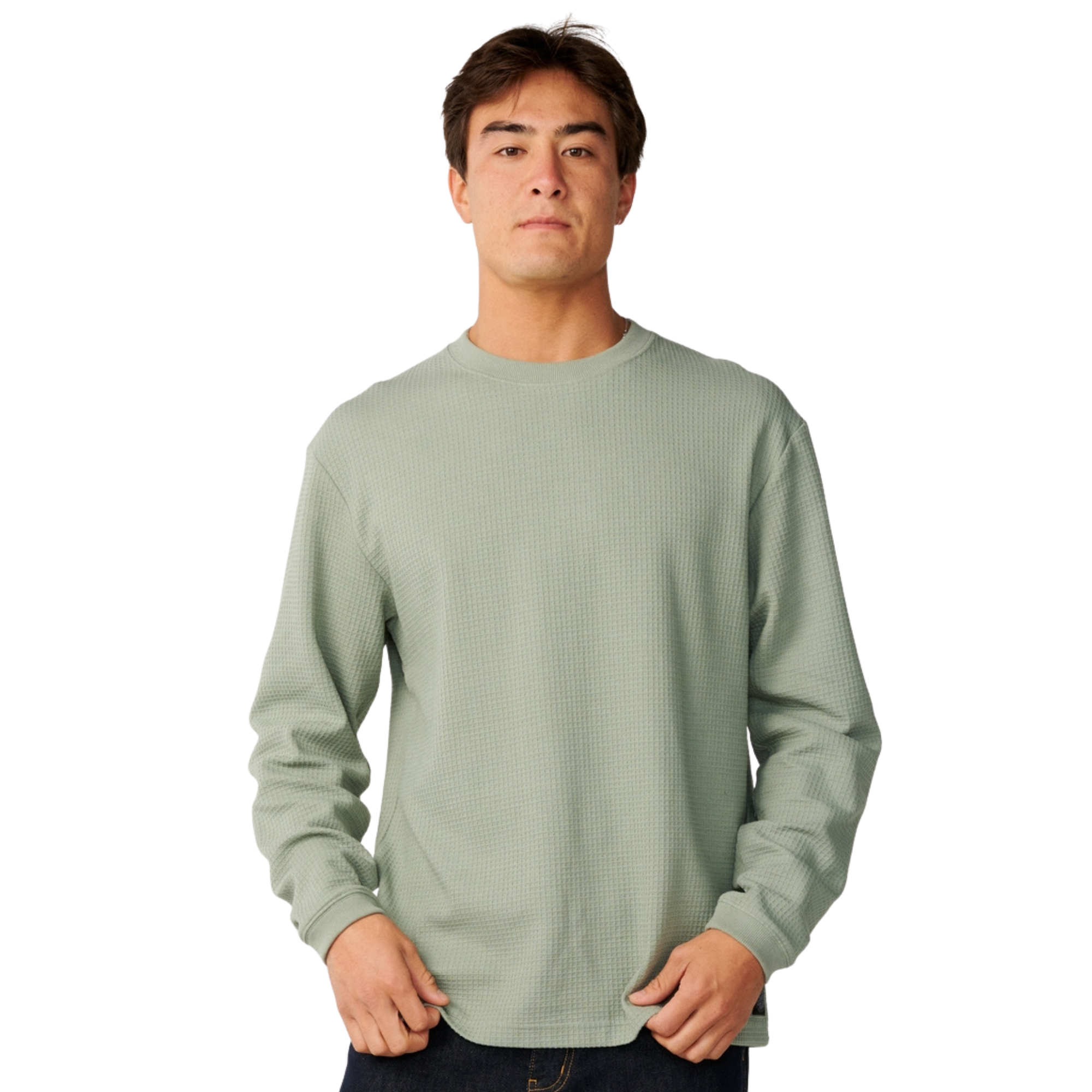 Rip Curl Men's Premium Surf Waffle Long Sleeve Tee Sweatshirt Sage 3396 13BMTE