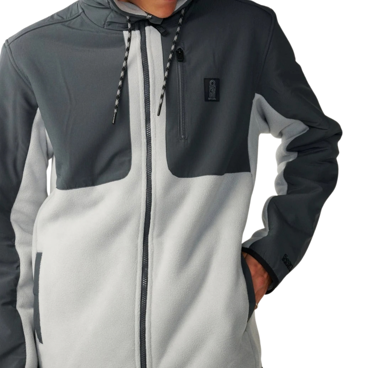 Rip Curl Men's Search Series Hooded Full Zip Fleece (Charcoal Grey)