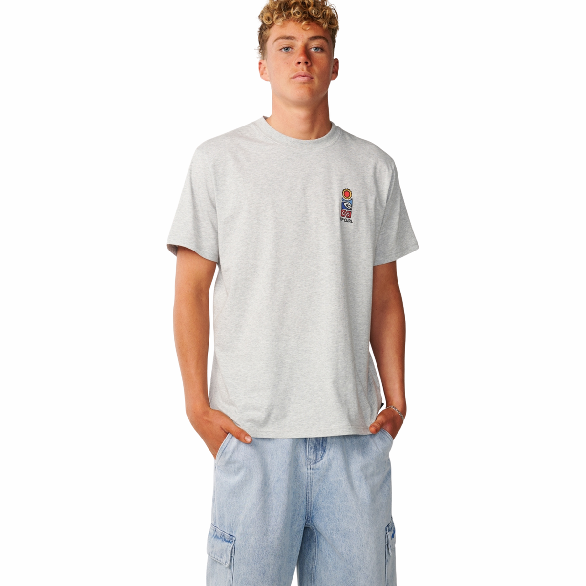 Rip Curl Men's Search Series Vaporcool Stack Short Sleeve Tee (Grey Marle)
